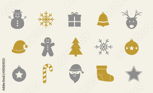 Collection of Christmas elements on white background. Vector