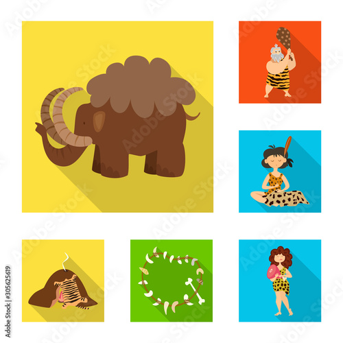 Vector illustration of evolution and prehistory logo. Collection of evolution and development stock symbol for web.