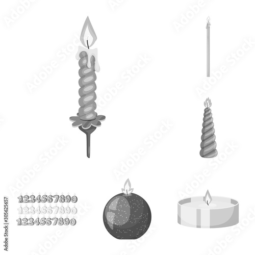 Vector illustration of paraffin and fire sign. Set of paraffin and decoration stock symbol for web.