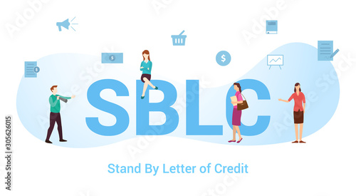 sblc stand by letter of credit concept with big word or text and team people with modern flat style - vector