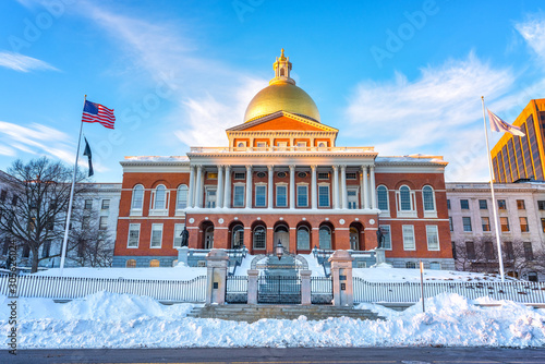 View on Boston state house at winter