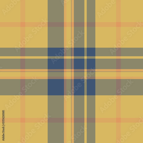 Tartan yellow and blue seamless pattern.
