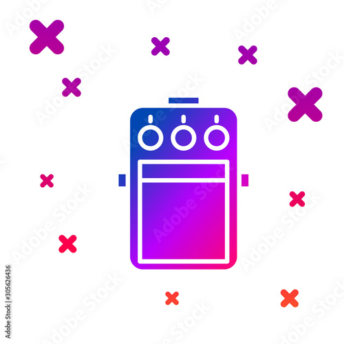 Color Guitar pedal icon isolated on white background. Musical equipment. Gradient random dynamic shapes. Vector Illustration
