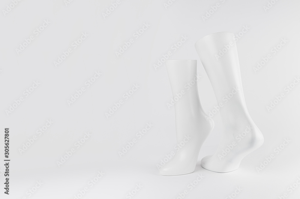 Abstract sculpture of dancing white feet on white background with copy space, simple modern style. Abstract sculpture of dancing white feet on white background with copy space, simple modern style.