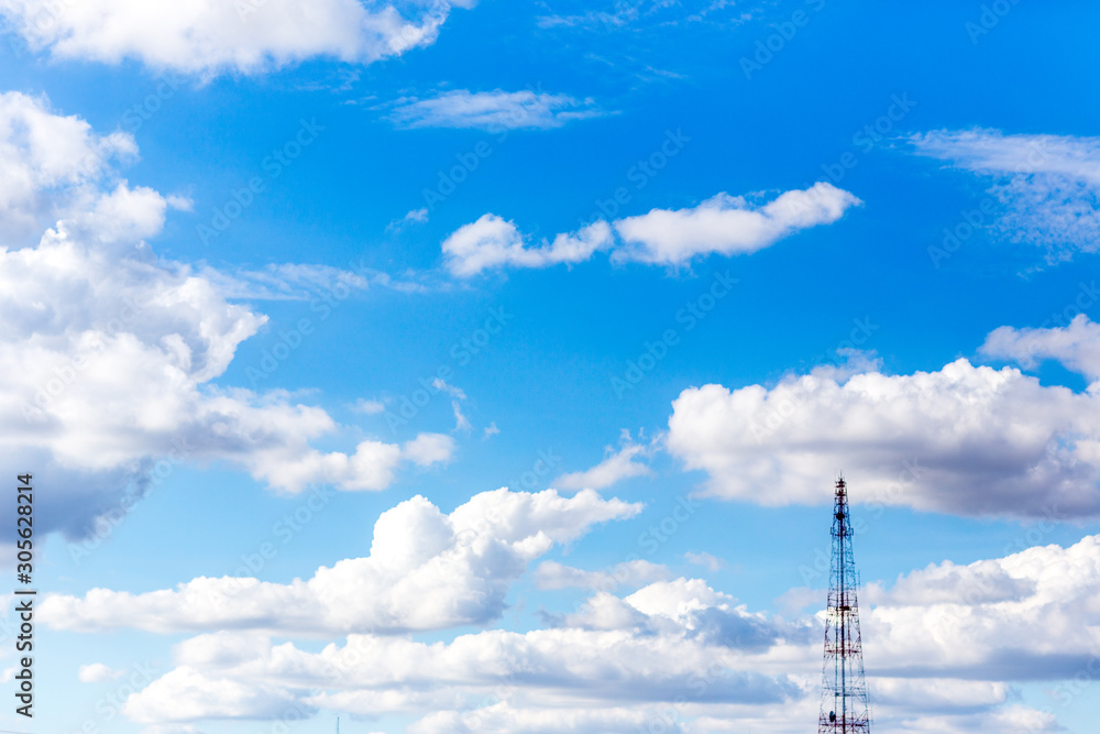 Telephone Antennas with blue sky background. Telephone Antennas with blue sky background.