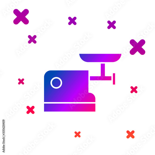 Color Kitchen meat grinder icon isolated on white background. Gradient random dynamic shapes. Vector Illustration