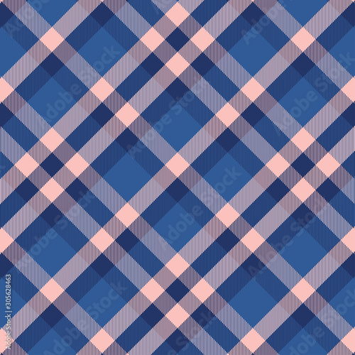 Tartan blue and pink seamless pattern.