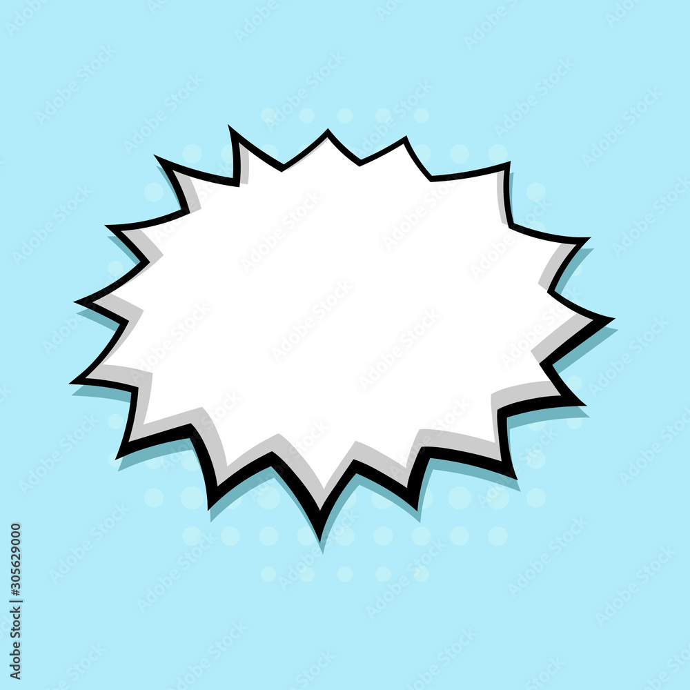 Speech bubble in comic book style. Blank message on blue background. Hand drawn doodle Speech bubble in comic book style. Blank message on blue background. Hand drawn doodle