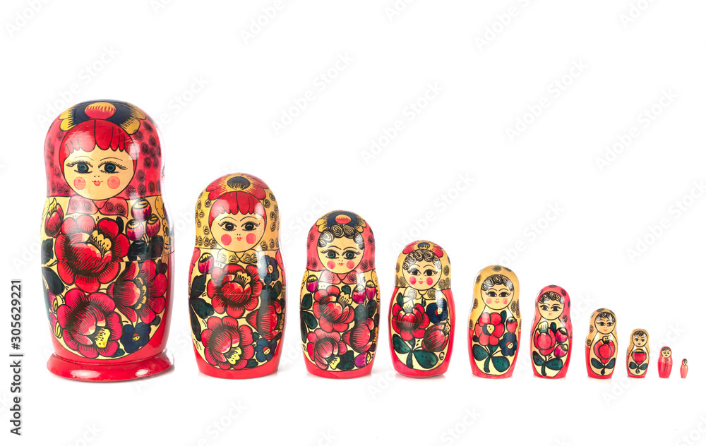 Fototapeta premium Russian dolls in studio