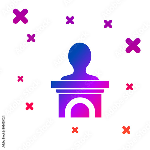 Color Stage stand or debate podium rostrum icon isolated on white background. Conference speech tribune. Gradient random dynamic shapes. Vector Illustration