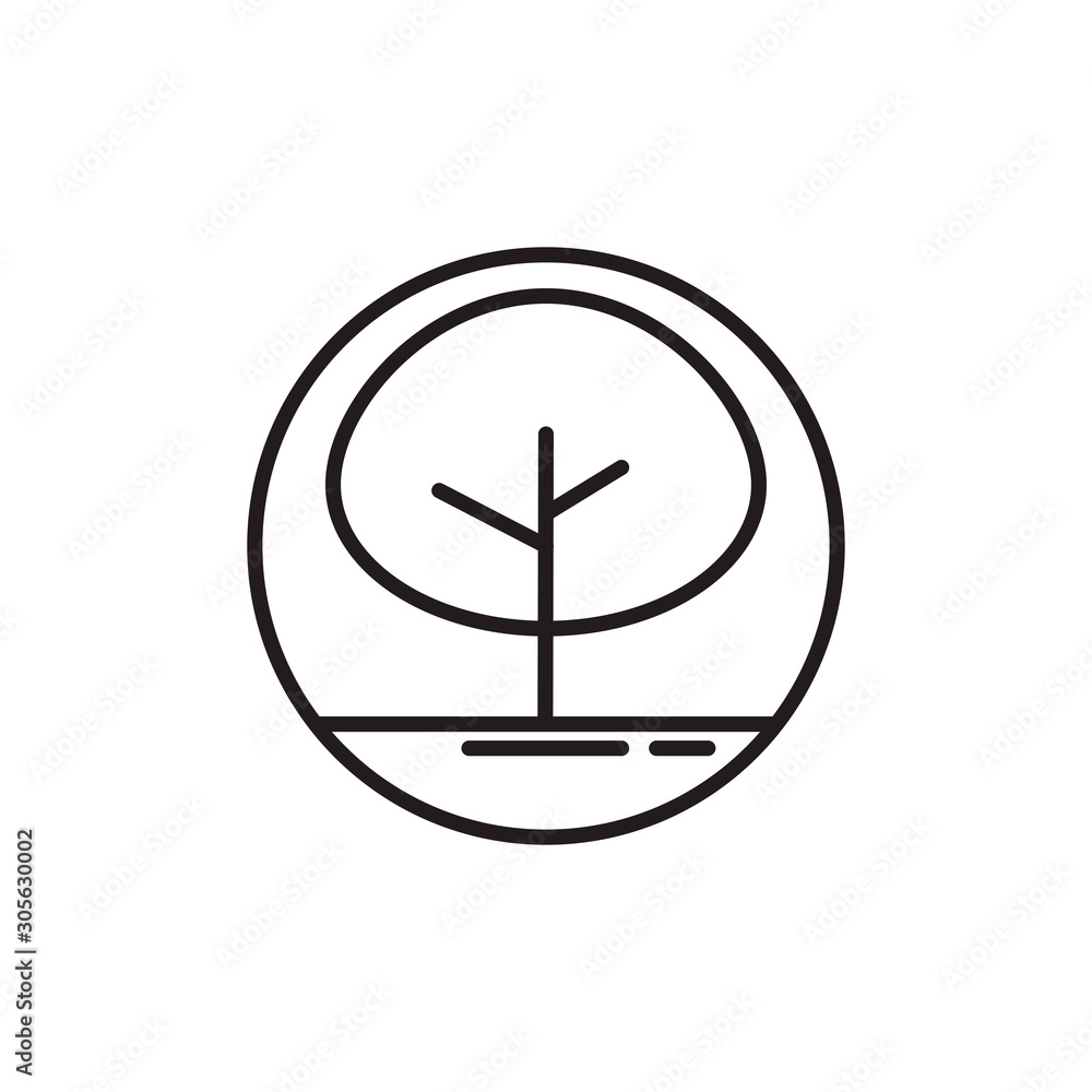 leafy tree natural line style