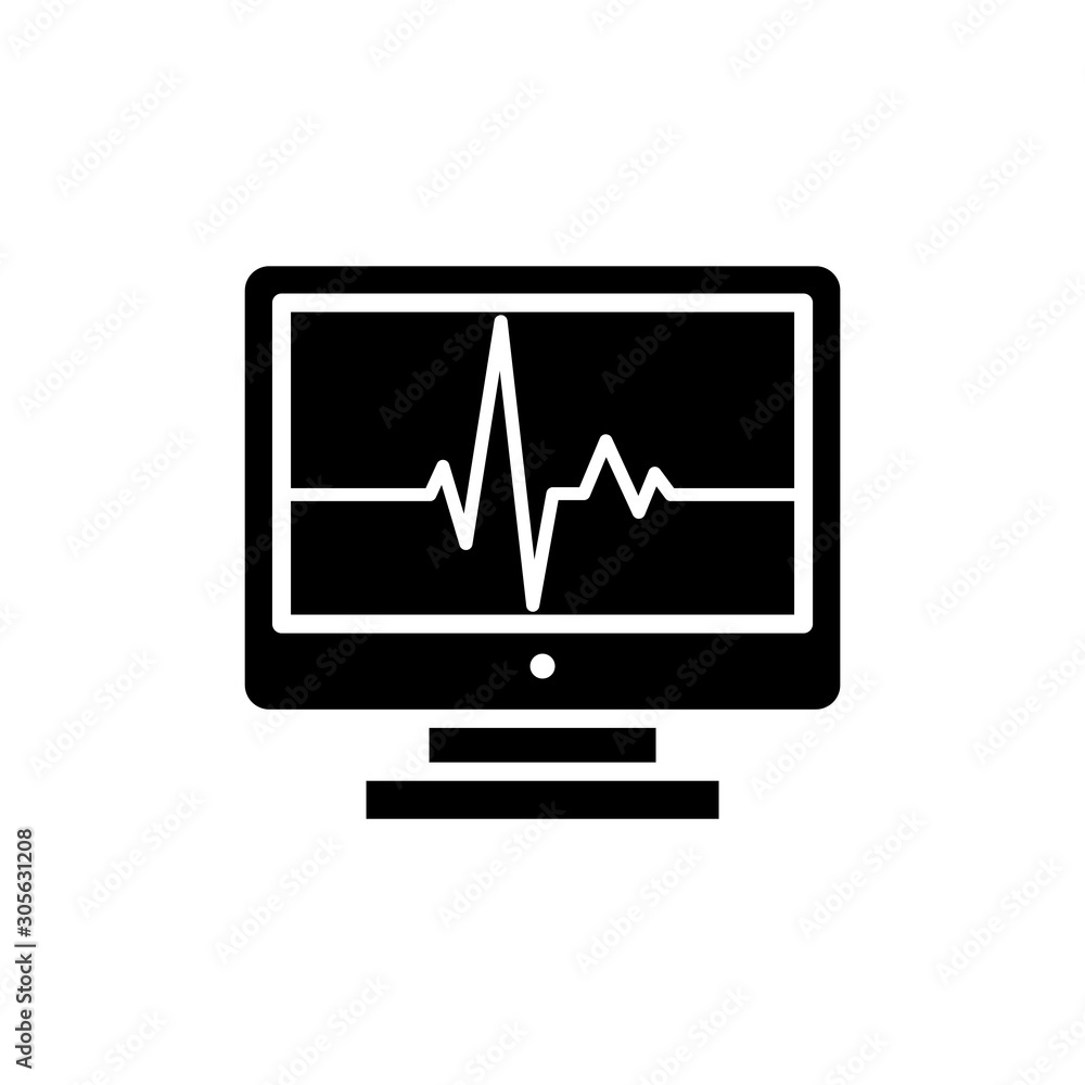 Ecg Machine Vector Glyph Icon Ecg Machine Vector Glyph Icon