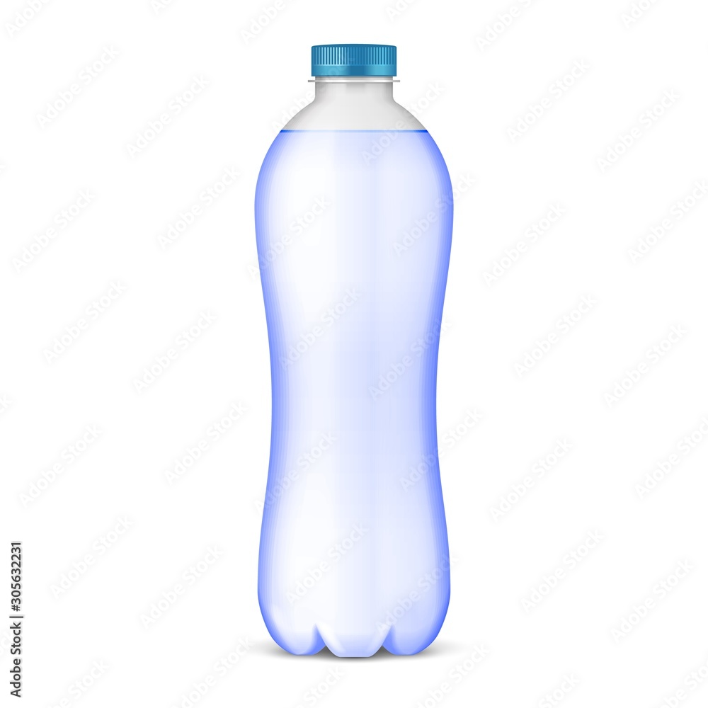 Mockup Plastic Clean Bottle Full, Filled With Blue Cap. Soft Drink. Disposaple. Mock Up Template. Illustration Isolated On White Background. Ready For Your Design. Product Packaging. Vector EPS10 Mockup Plastic Clean Bottle Full, Filled With Blue Cap. Soft Drink. Disposaple. Mock Up Template. Illustration Isolated On White Background. Ready For Your Design. Product Packaging. Vector EPS10