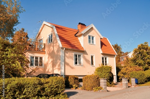 Swedish middle class home in autumn, Malarhojden - Sweden