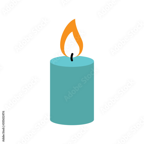 Blue cartoon candle. Vector illustration
