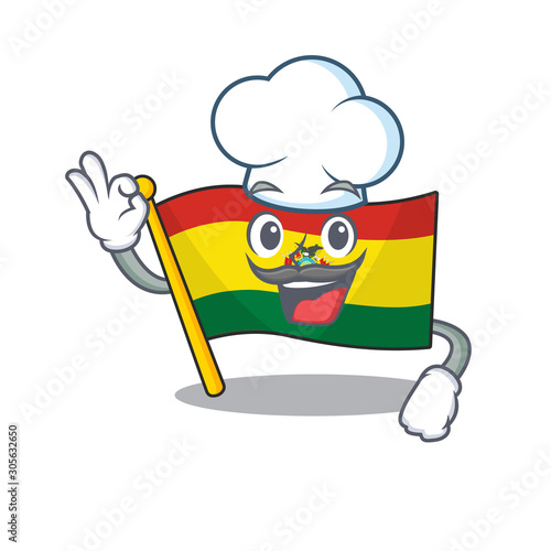 Happy Chef flag guatermala cartoon character with white hat