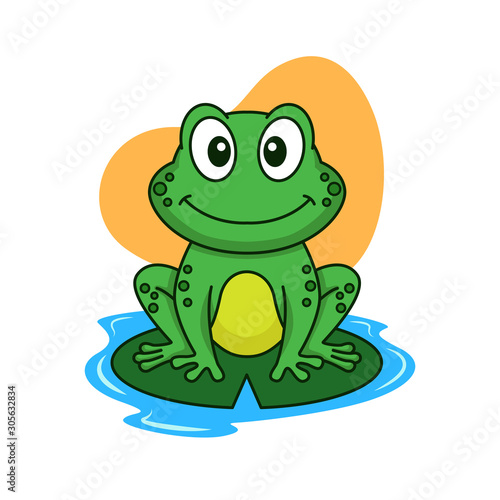 Cute frog vector cartoon illustration
