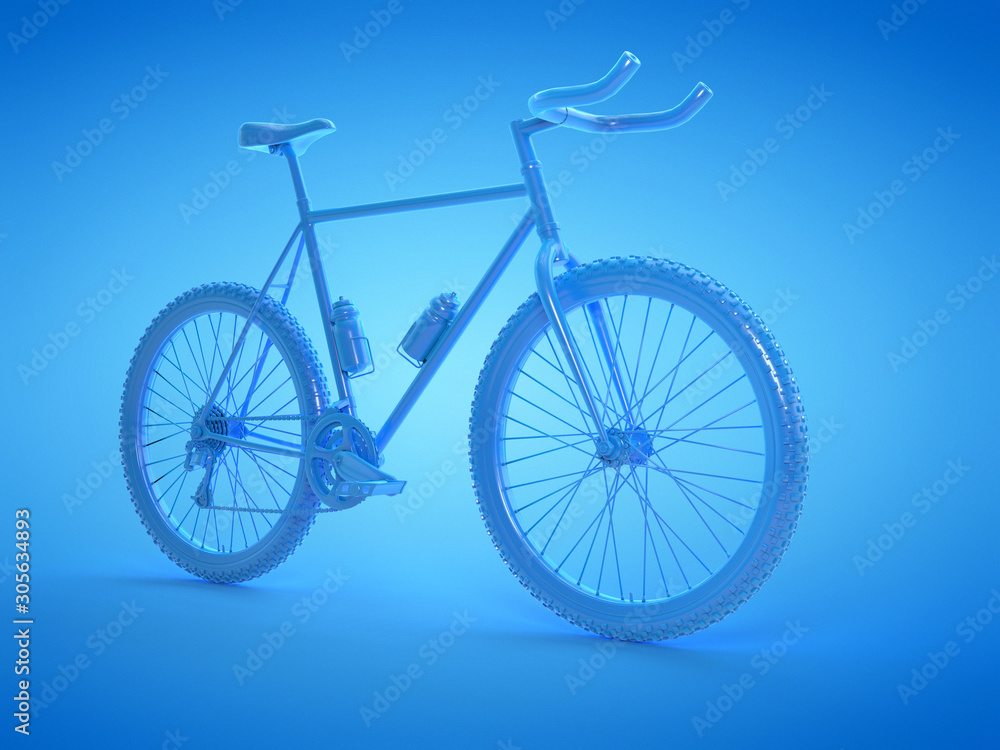 3d rendered illustration of a blue mountain bike