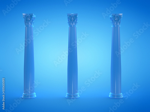 3d rendered illustration of blue columns