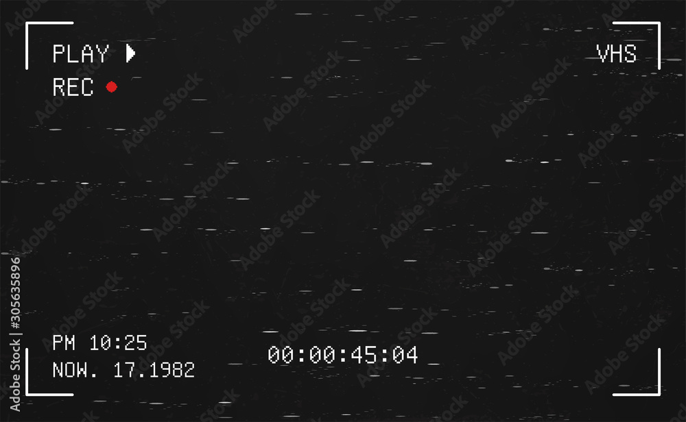 Glitch concept on a camera viewfinder with broken lines on a black