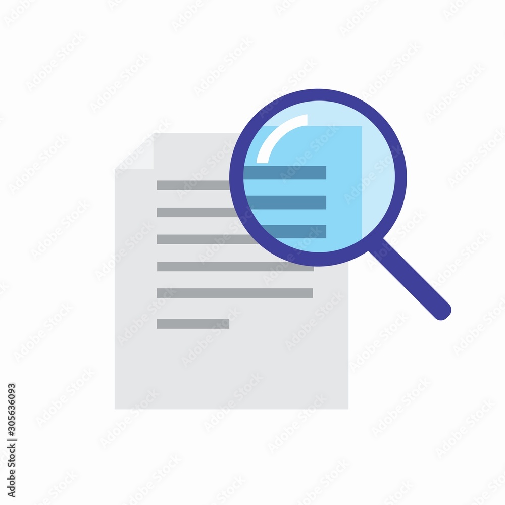 file scan, paper zoom with magnifier simple icon in flat illustration vector file scan, paper zoom with magnifier simple icon in flat illustration vector