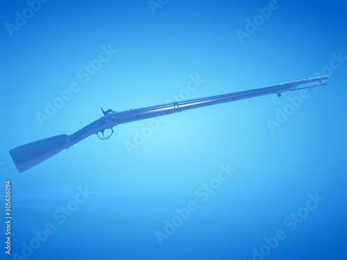 3d rendered illustration of an old blue rifle