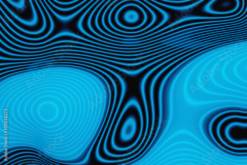 3d rendering of abstract blue and black line illusion