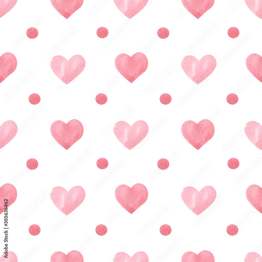 Seamless pattern Valentine Red Heart Clipart Valentines day colorful pastel hearts, trendy, spring, love, wedding, romantic,  digital paper