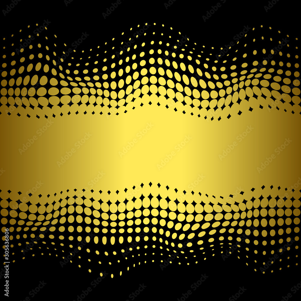 Abstrat halftone gold dots horizon seamless pattern Stock Vector