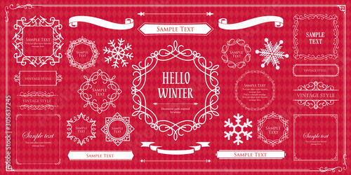 クリスマスフレーム　高級感のある冬のフレーム　クリスマス　ホリデーカード　デザインテンプレート