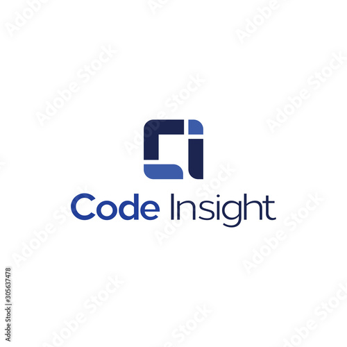 C and I initial letter logo designs, Code Insight logo inspirations