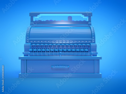 3d rendered illustration of a blue cash registre photo