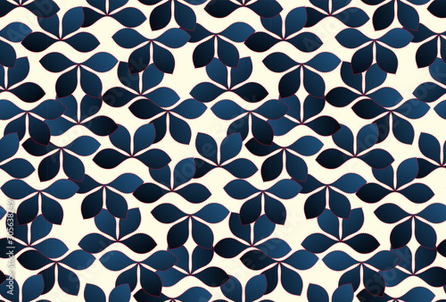 dashed foliage seamless dark blue