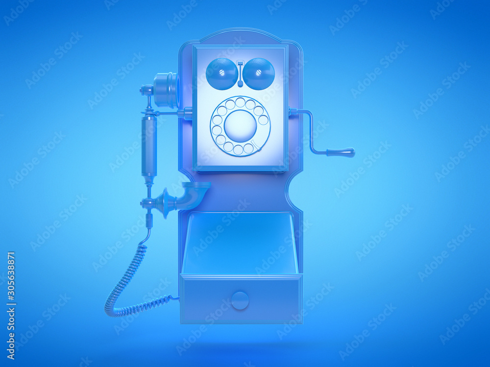 Naklejka premium 3d rendered illustration of a blue classical telephone