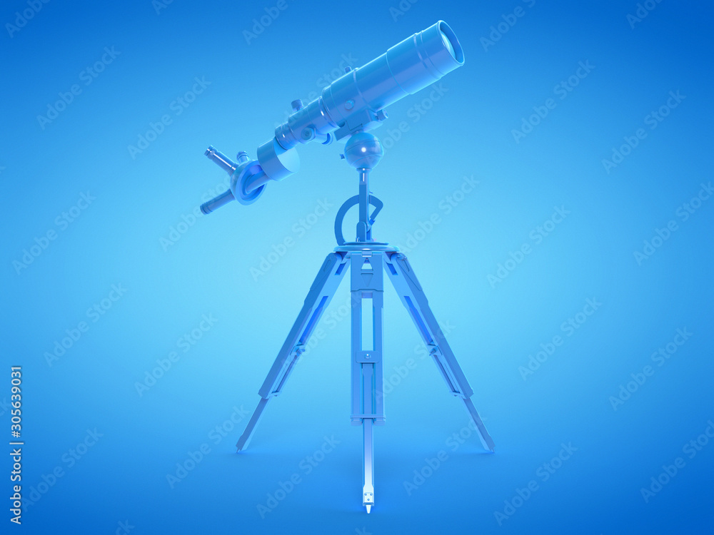 3d rendered illustration of a blue telescope 3d rendered illustration of a blue telescope