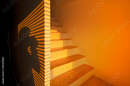 shadow of photographer takes a shoot of interior design