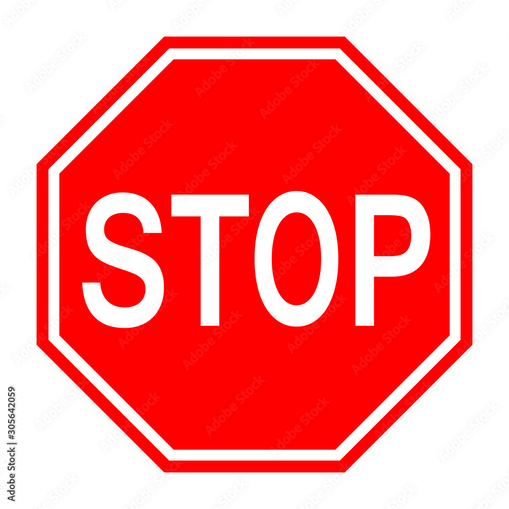 No, stop sign icon vector ESP10, red warning isolated on white No, stop sign icon vector ESP10, red warning isolated on white