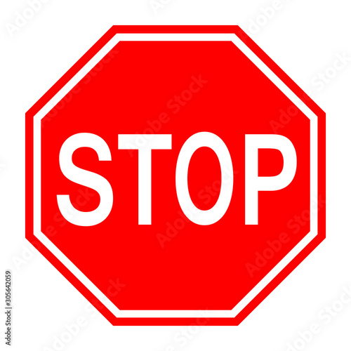 No, stop sign icon vector ESP10, red warning isolated on white