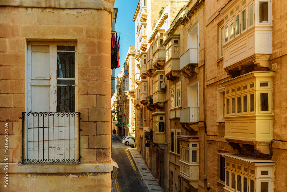 Colorful old traditional Maltese balconies