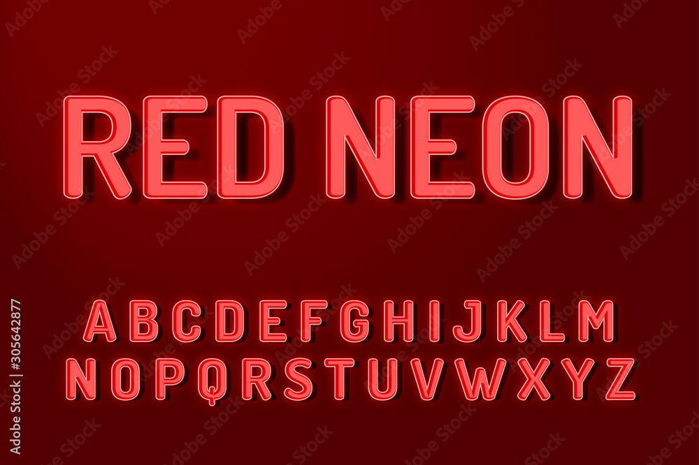 Red Neon Editable Illustrator Graphic Style Text Effects