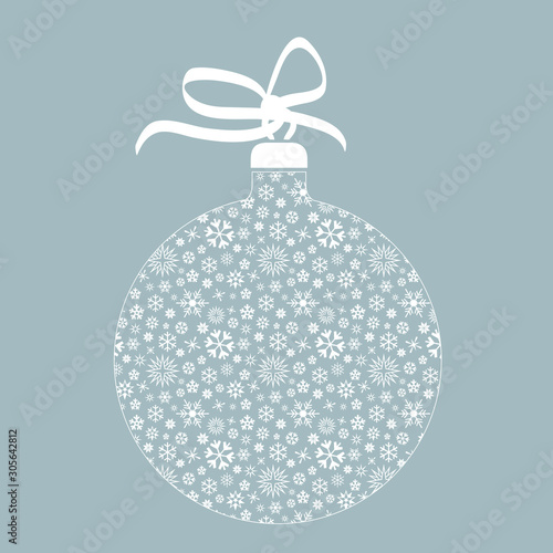 Illustration vectorielle en transparence au motif snowflake dans une boule de Noël pour un autocollant à coller sur une vitrine de magasin.