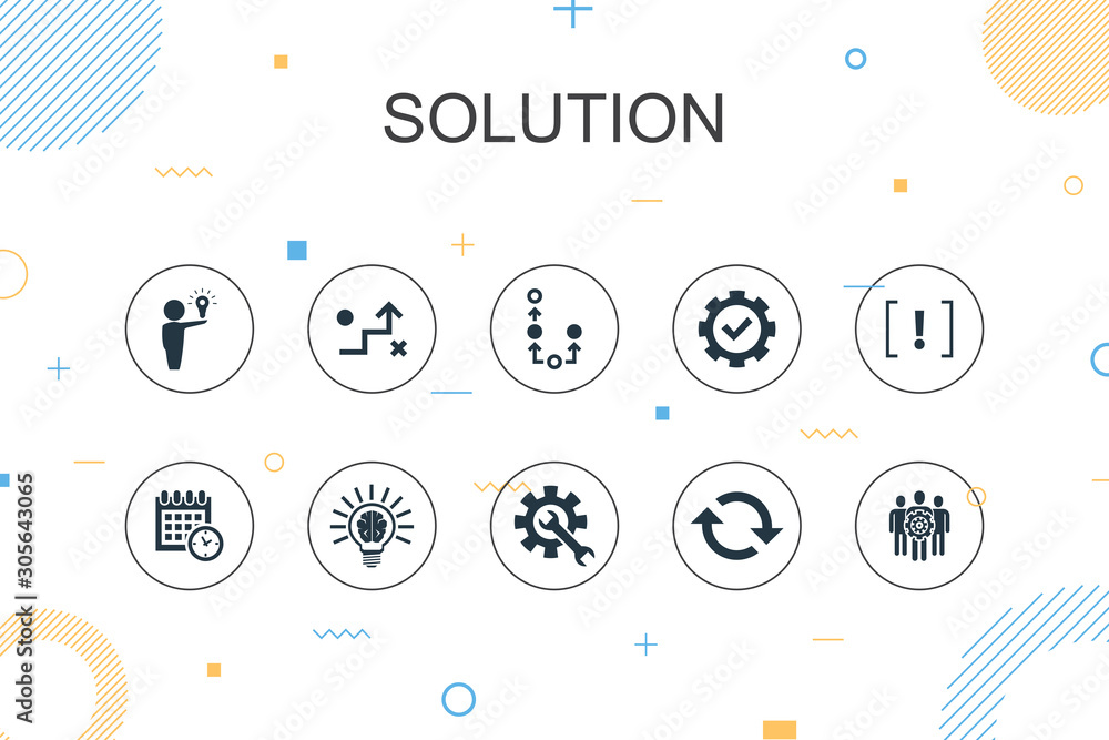 Solution trendy Infographic template. Thin line design with strategy ...