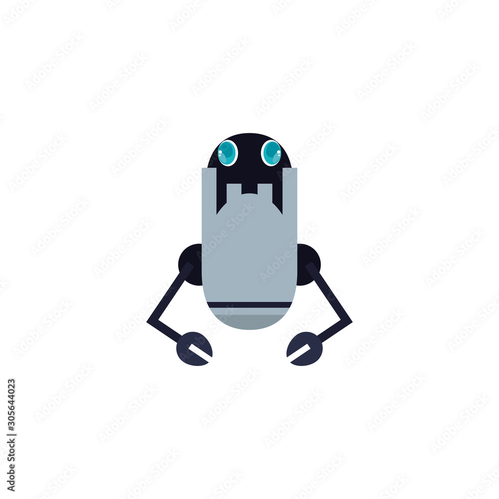 robot with two hands flat style icon robot with two hands flat style icon