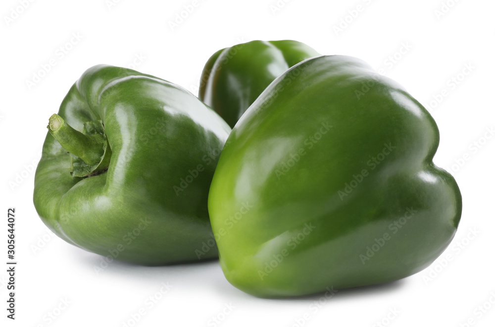 Ripe green bell peppers isolated on white Ripe green bell peppers isolated on white