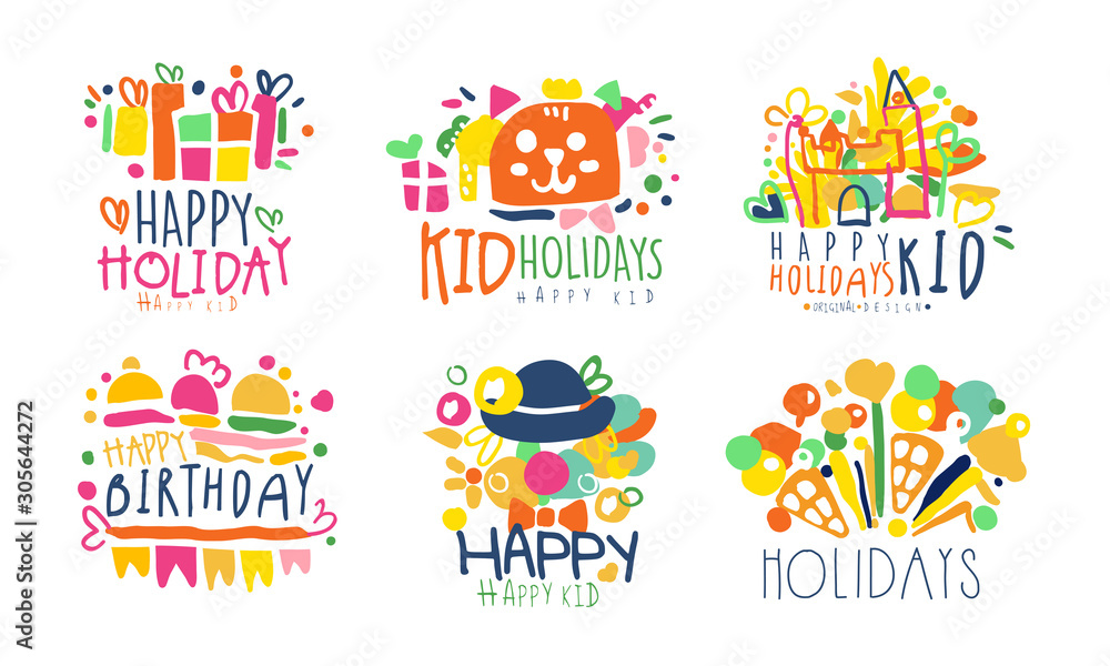 Logos for the holiday. Set of vector illustrations.