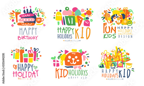 Set of logos for the holiday. Vector illustration. © topvectors