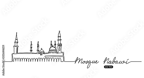 Mosque Nabawi one continuous line drawing.