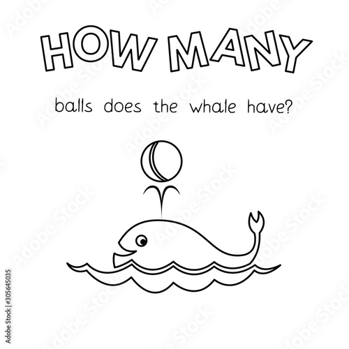 Cartoon Whale Counting Game Coloring Book