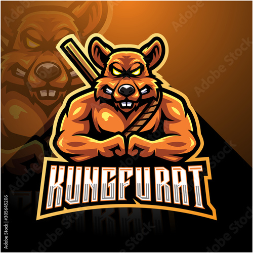 Kungfu rat esport mascot logo design