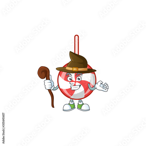 Happy Halloween Witch striped peppermint candy cartoon character style